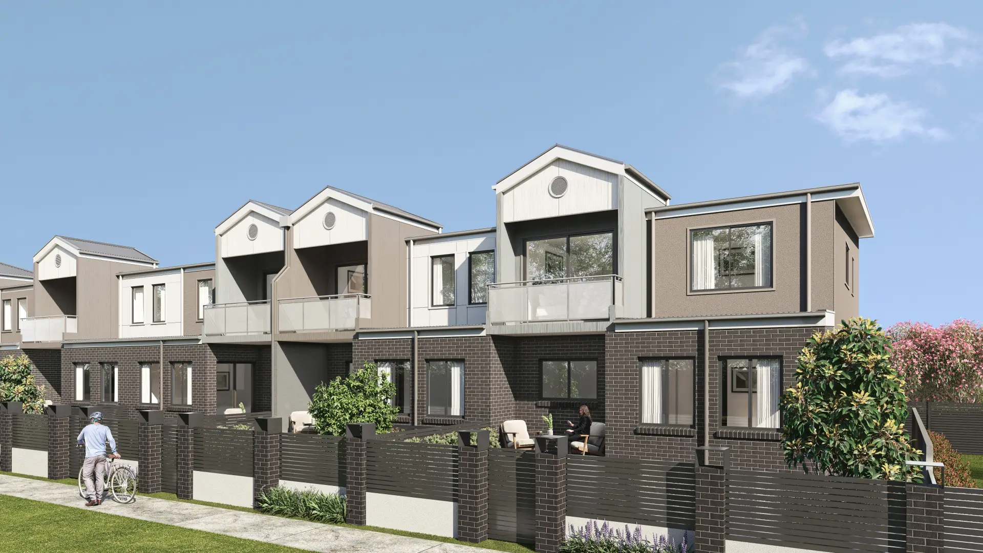 Townhouse Streetscape — Townhouse development architectural visualization
